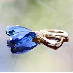 New Handmade London Blue Topaz Earrings 14k Gold Filled , December Birthstone